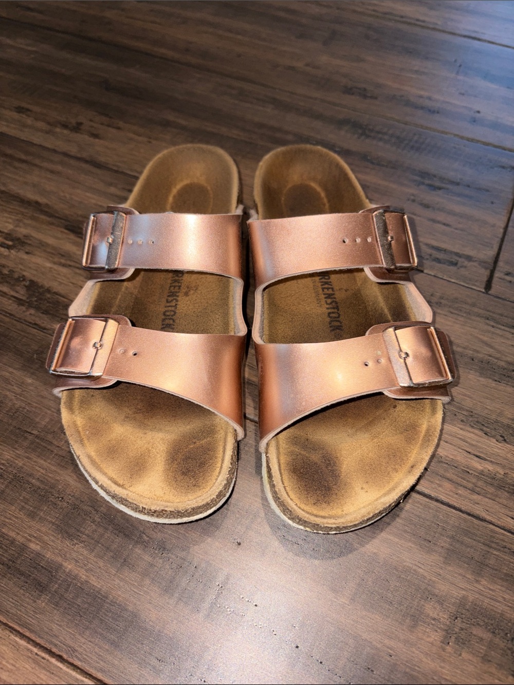 Birkenstock Kids Metallic Rose Gold Arizona Sandals